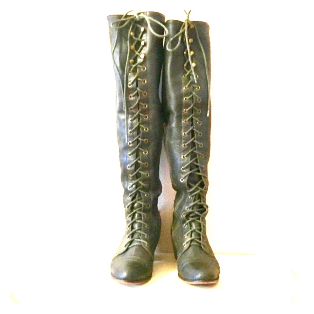 Deep green over the knee free people boots